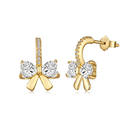 [Charm Aries Jewelry]Exquisite Earrings With Heart-Shaped Bow Design