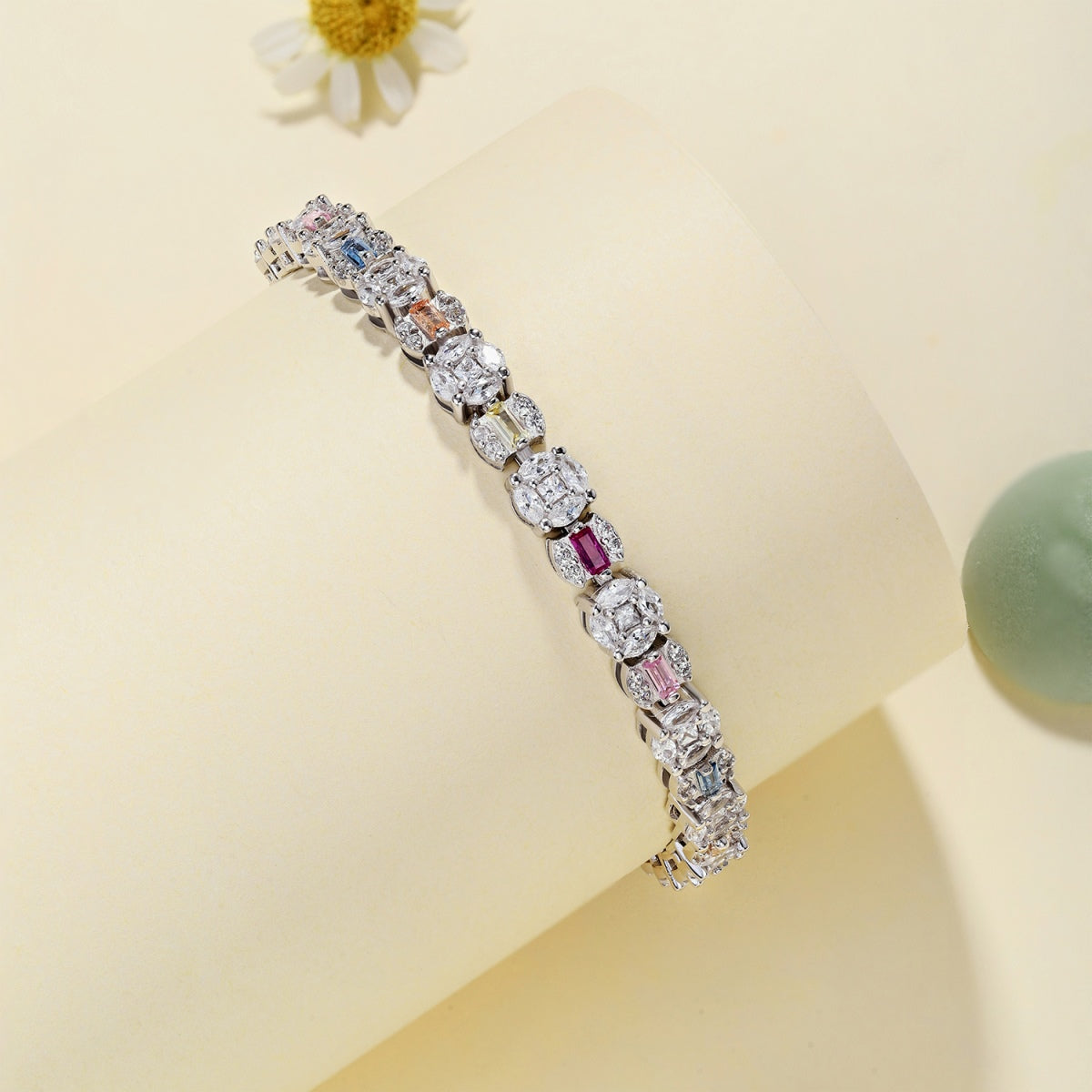 [Charm Aries Jewelry]Dazzling Radiant Multi Cut Daily Bracelet