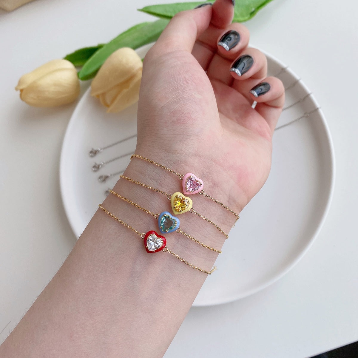 [Charm Aries Jewelry]Sparkling Romantic Heart Shape Lover Bracelet