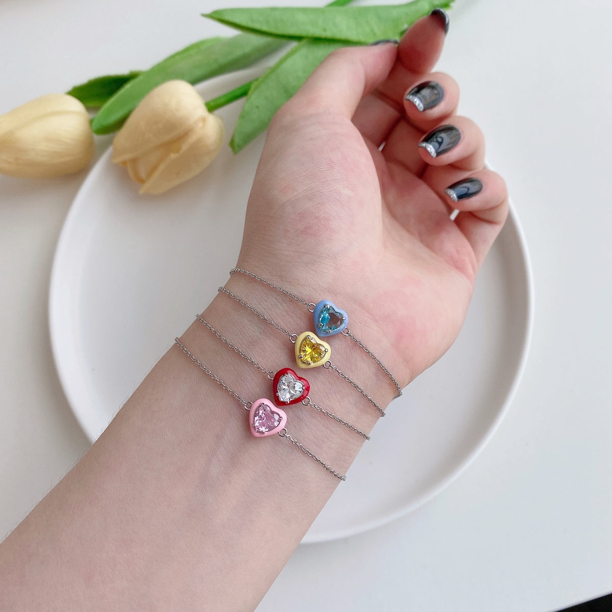 [Charm Aries Jewelry]Sparkling Romantic Heart Shape Lover Bracelet