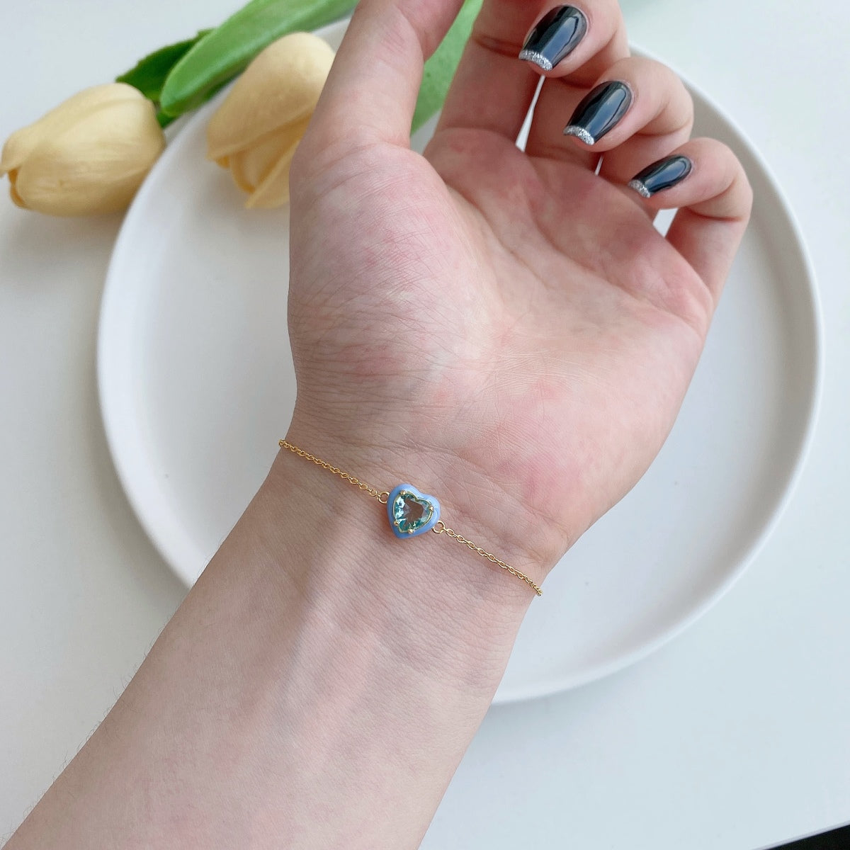 [Charm Aries Jewelry]Sparkling Romantic Heart Shape Lover Bracelet
