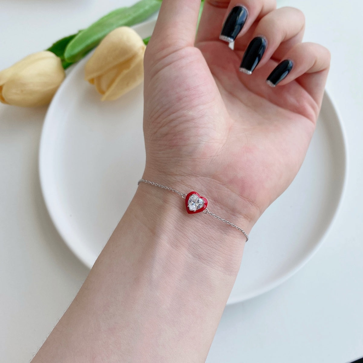 [Charm Aries Jewelry]Sparkling Romantic Heart Shape Lover Bracelet