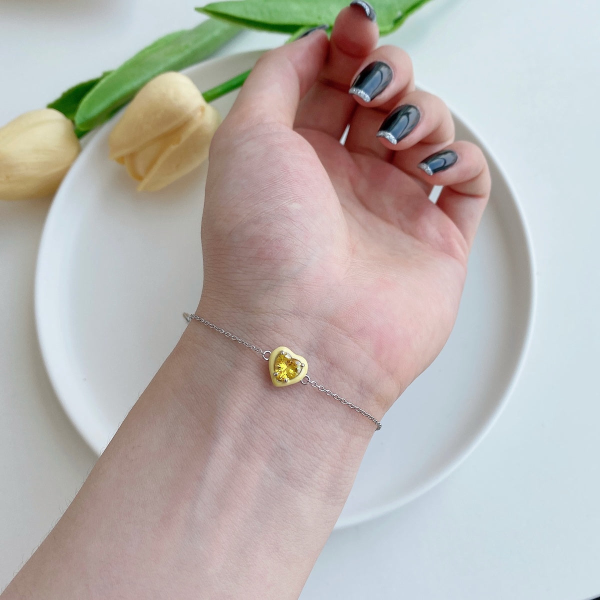 [Charm Aries Jewelry]Sparkling Romantic Heart Shape Lover Bracelet