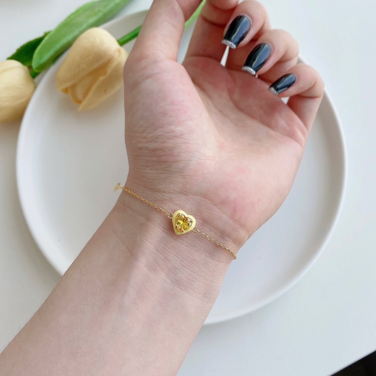 [Charm Aries Jewelry]Sparkling Romantic Heart Shape Lover Bracelet