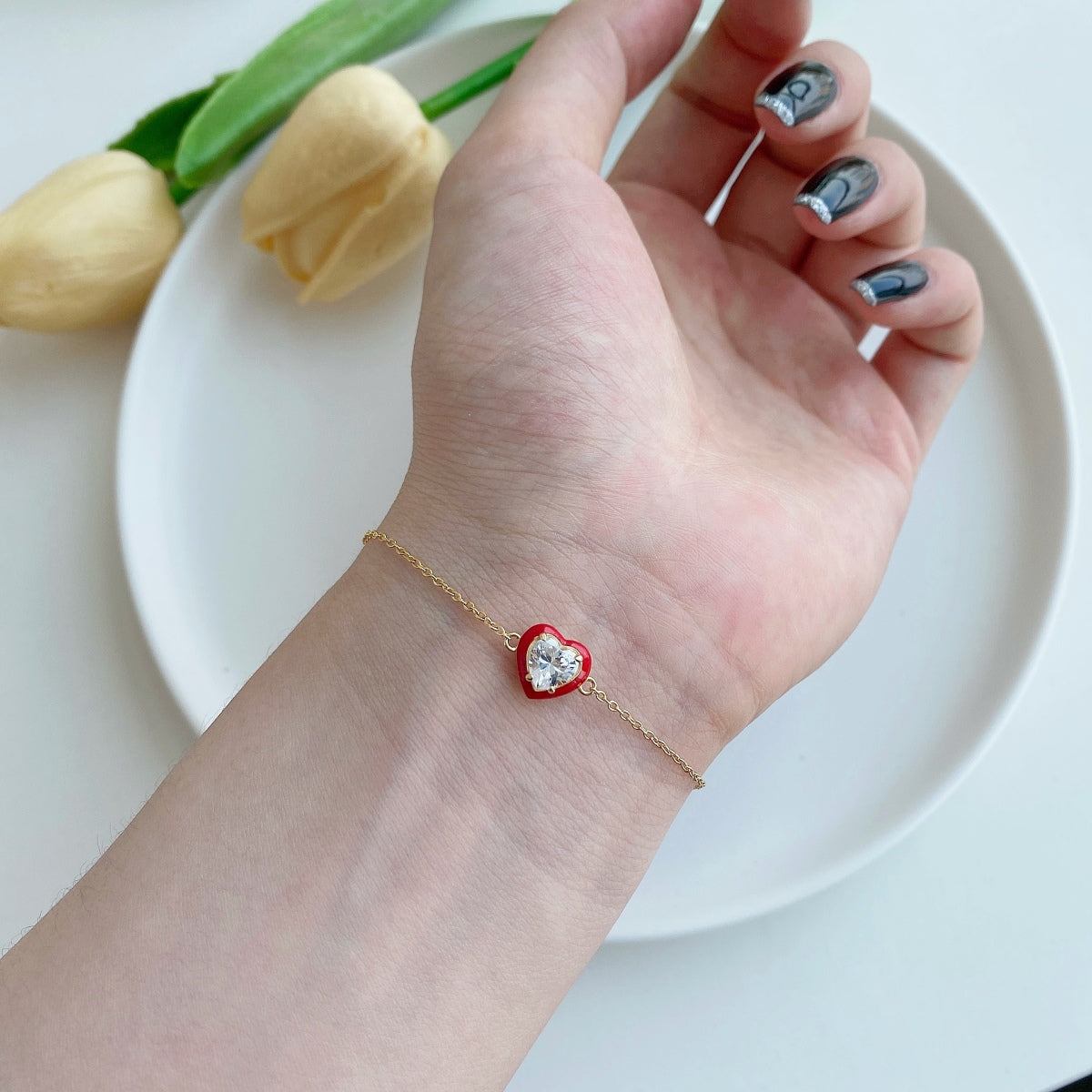 [Charm Aries Jewelry]Sparkling Romantic Heart Shape Lover Bracelet