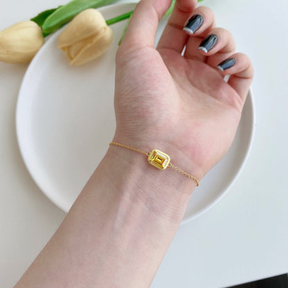[Charm Aries Jewelry]2.0 Carat Sparkling Colorful Emerald Cut Daily Bracelet
