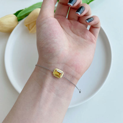 [Charm Aries Jewelry]2.0 Carat Sparkling Colorful Emerald Cut Daily Bracelet