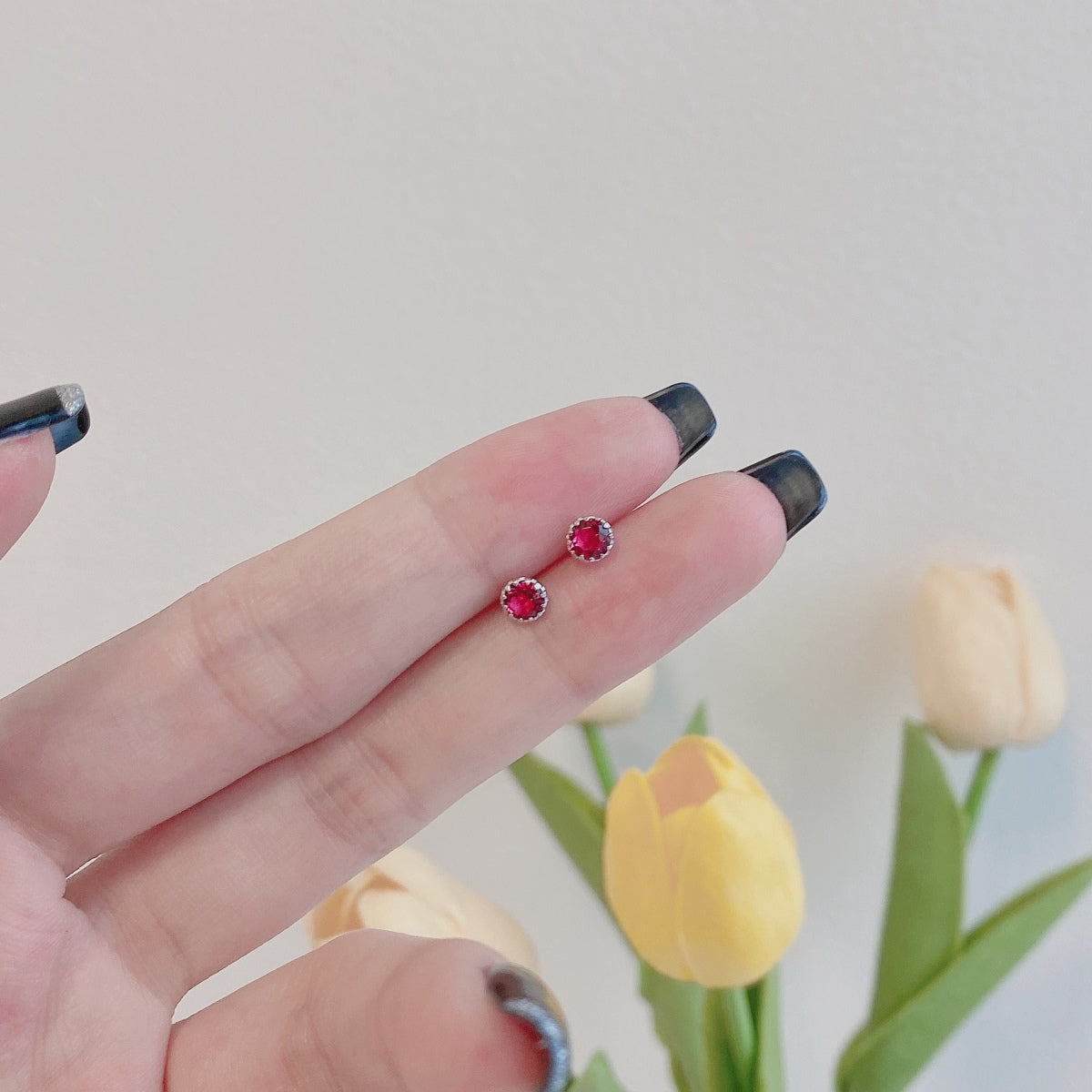 [Charm Aries Jewelry]Sparkling Colorful Round Shape Earrings