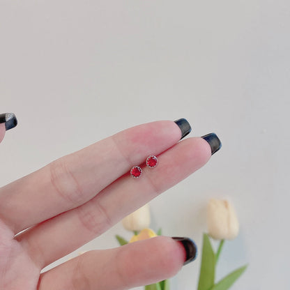 [Charm Aries Jewelry]Sparkling Colorful Round Shape Earrings