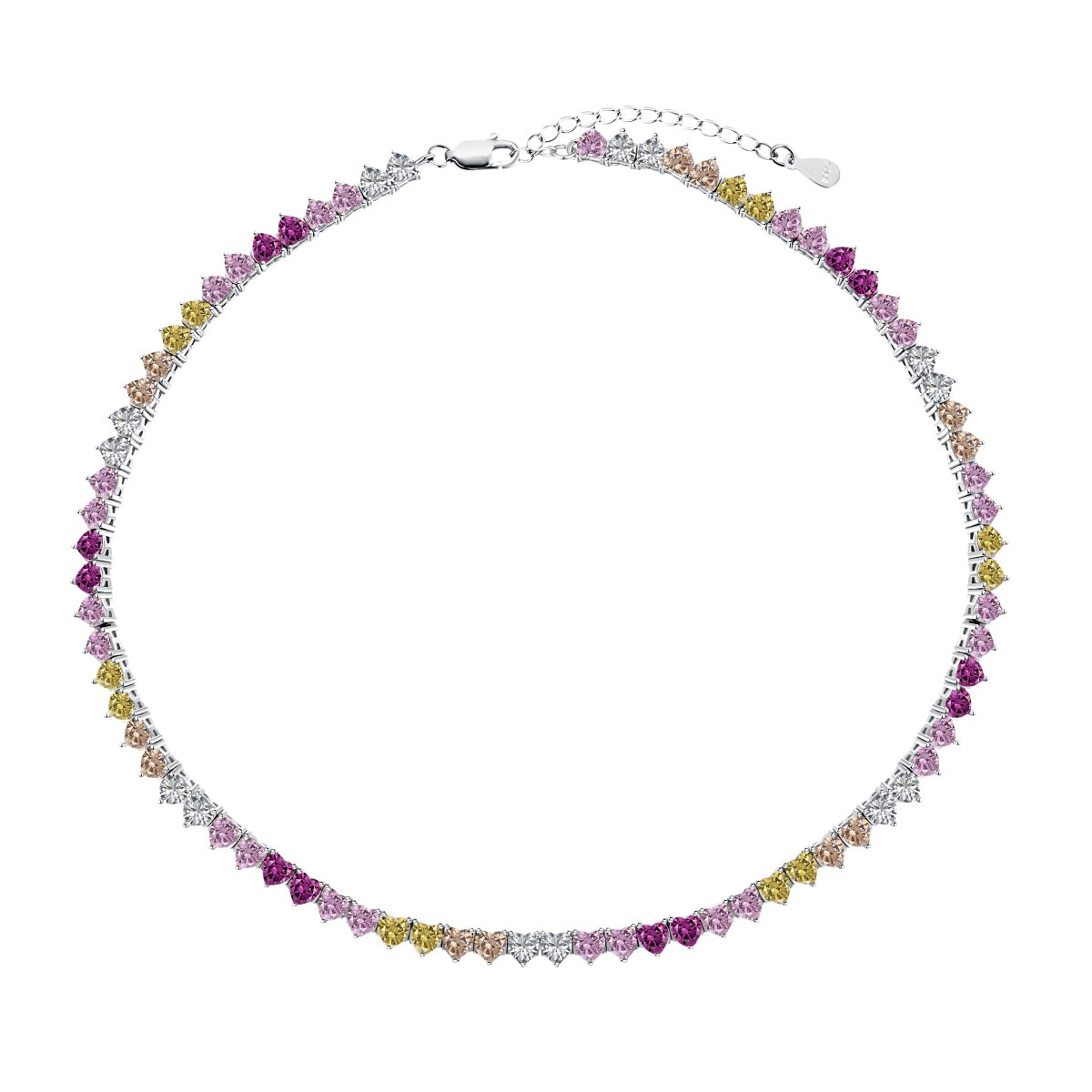 [Charm Aries Jewelry]Sparkling Colorful Full Heart Tennis Necklace