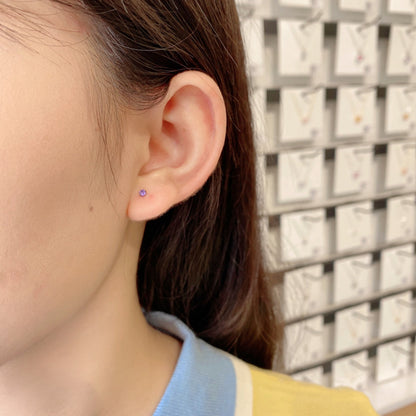 [Charm Aries Jewelry]Delicate Solitaire Earrings