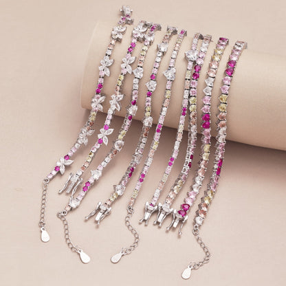 [Charm Aries Jewelry]Delicate Colorful Rainbow Tennis Chain