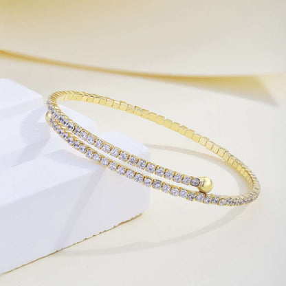 [Charm Aries Jewelry]Row of Diamonds Round Fashion Bracelet