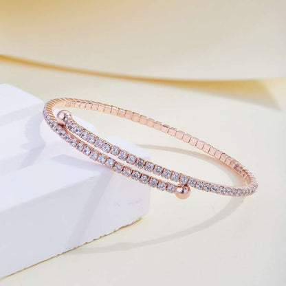 [Charm Aries Jewelry]Row of Diamonds Round Fashion Bracelet