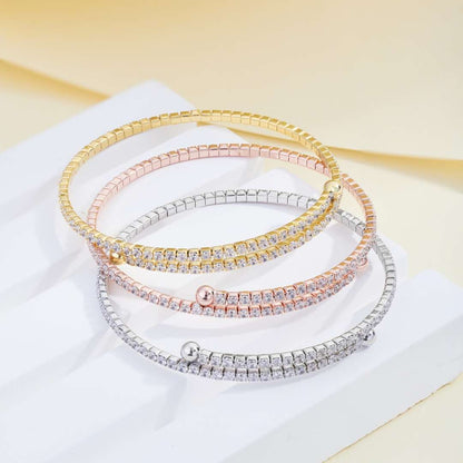 [Charm Aries Jewelry]Row of Diamonds Round Fashion Bracelet
