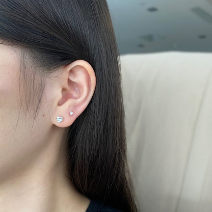 [Charm Aries Jewelry]Sparkling Heart Shaped Simple Earrings
