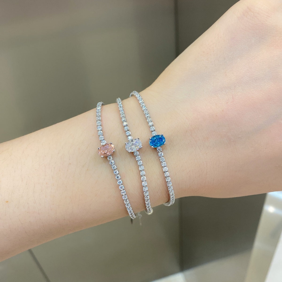 [Charm Aries Jewelry]0.75 Carat Exquisite Oval Cut Daily Bracelet