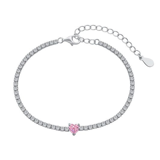 [Charm Aries Jewelry]0.5 Carat Elegant Romantic Heart Shape Lover Bracelet