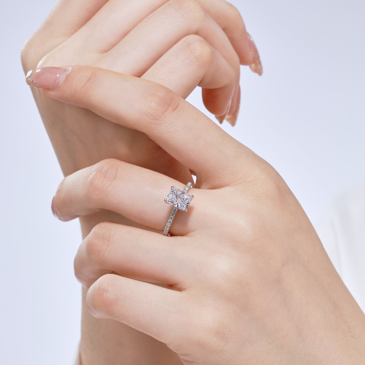 [Charm Aries Jewelry]2.0 Carat Dazzling Sparkling Radiant Cut Party Ring