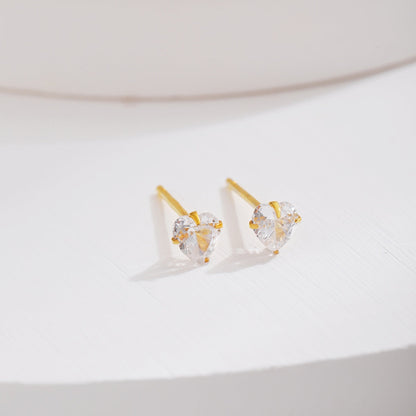 [Charm Aries Jewelry]Sparkling Heart Shaped Simple Earrings