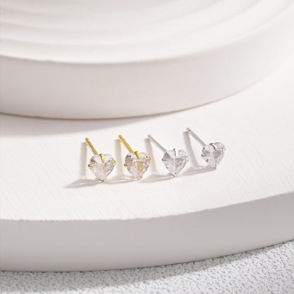 [Charm Aries Jewelry]Sparkling Heart Shaped Simple Earrings