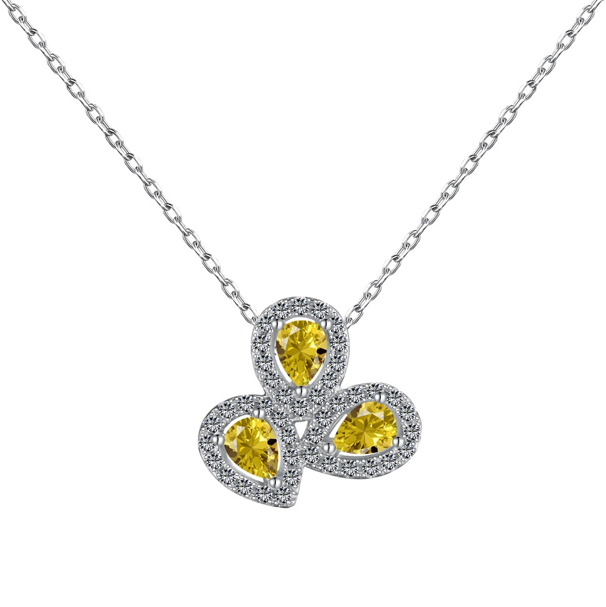[Charm Aries Jewelry]Elegant Flower Shape Pear Cut Necklace