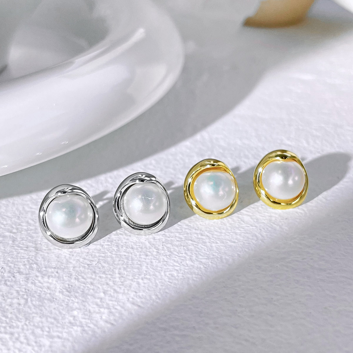 [Charm Aries Jewelry]Dainty Bread Pearl Earrings