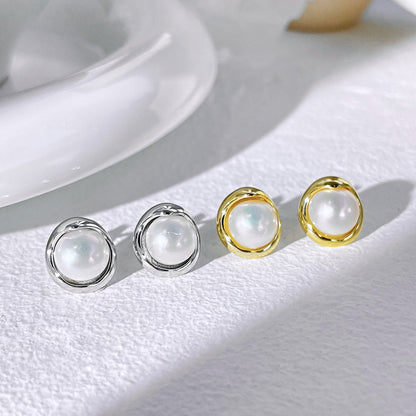 [Charm Aries Jewelry]Dainty Bread Pearl Earrings