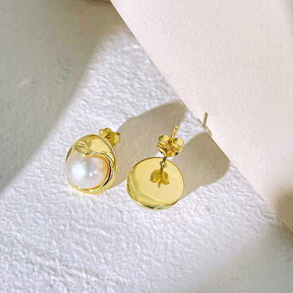 [Charm Aries Jewelry]Dainty Bread Pearl Earrings
