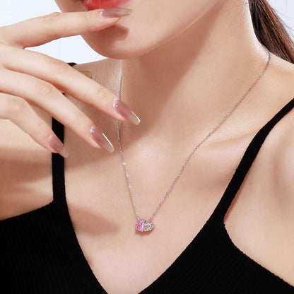 [Charm Aries Jewelry]Dazzling Square & Heart Shape Necklace