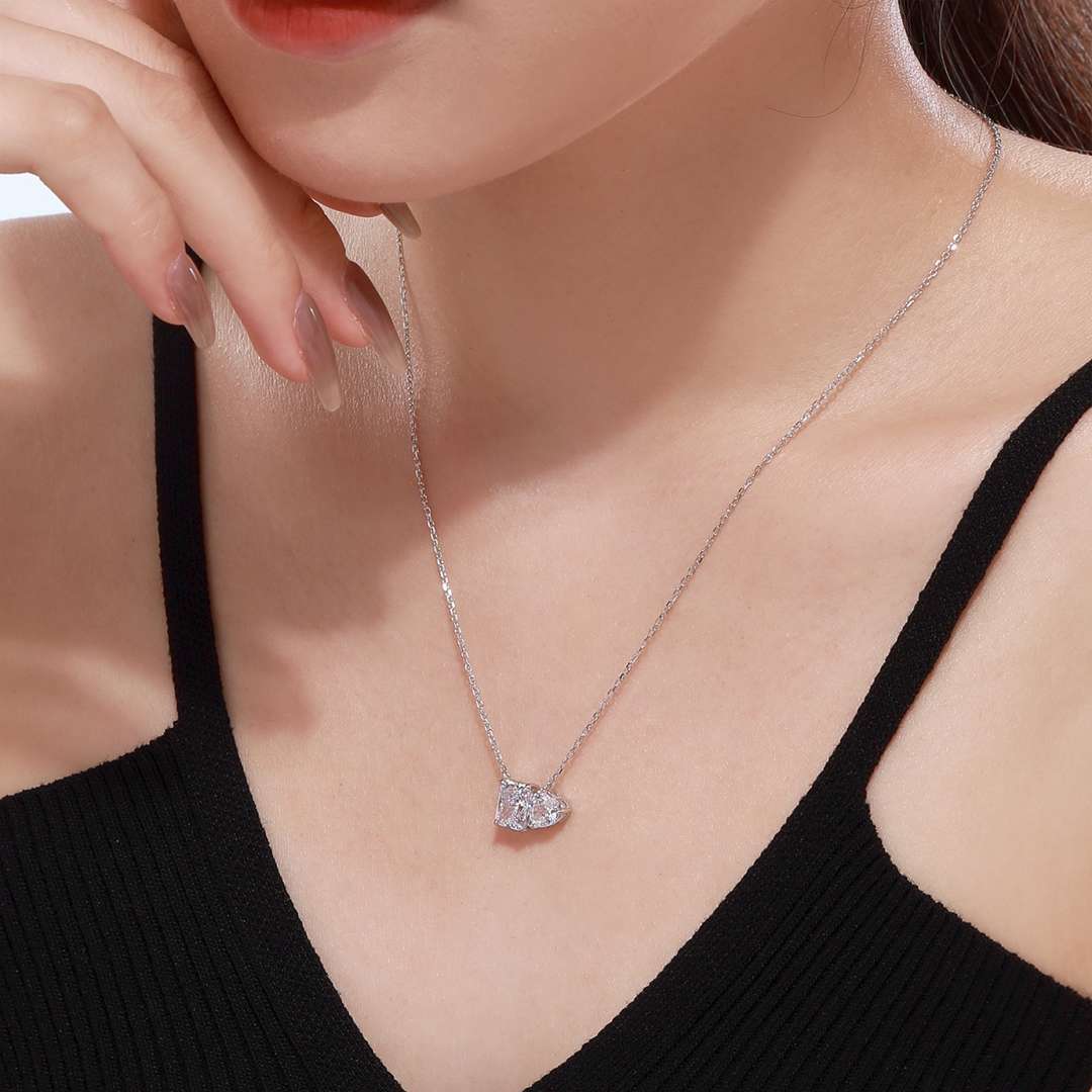 [Charm Aries Jewelry]Dazzling Square & Heart Shape Necklace