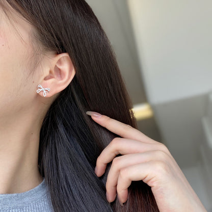 [Charm Aries Jewelry]Dainty Bow Shape Earrings