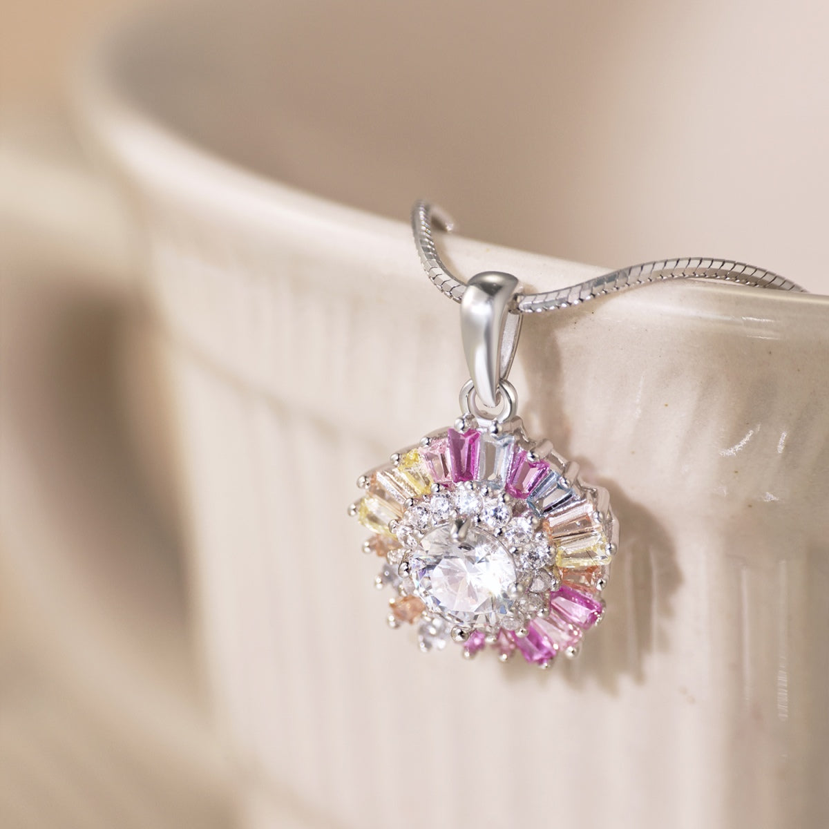 [Charm Aries Jewelry]Charming Flower Colorful Necklace