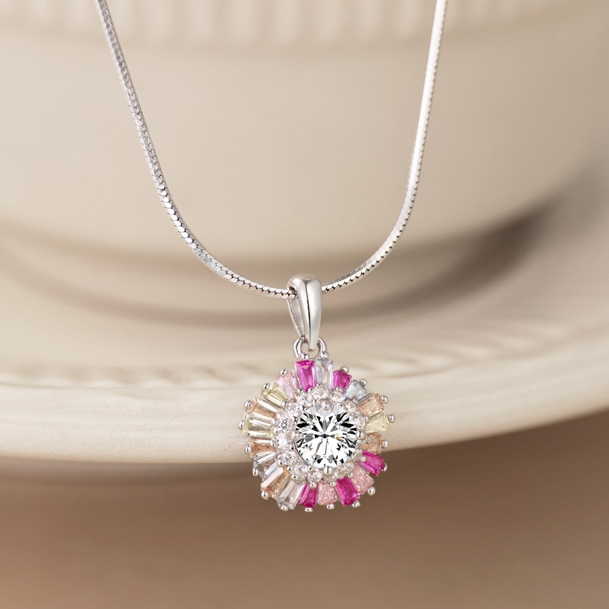 [Charm Aries Jewelry]Charming Flower Colorful Necklace
