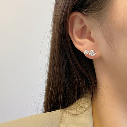 [Charm Aries Jewelry]Double Heart-Shape Classic Princess Style Earrings
