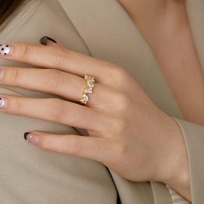 [Charm Aries Jewelry]Delicate Multi Cut Ring