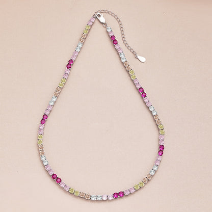 [Charm Aries Jewelry]Delicate Colorful Tennis Necklace