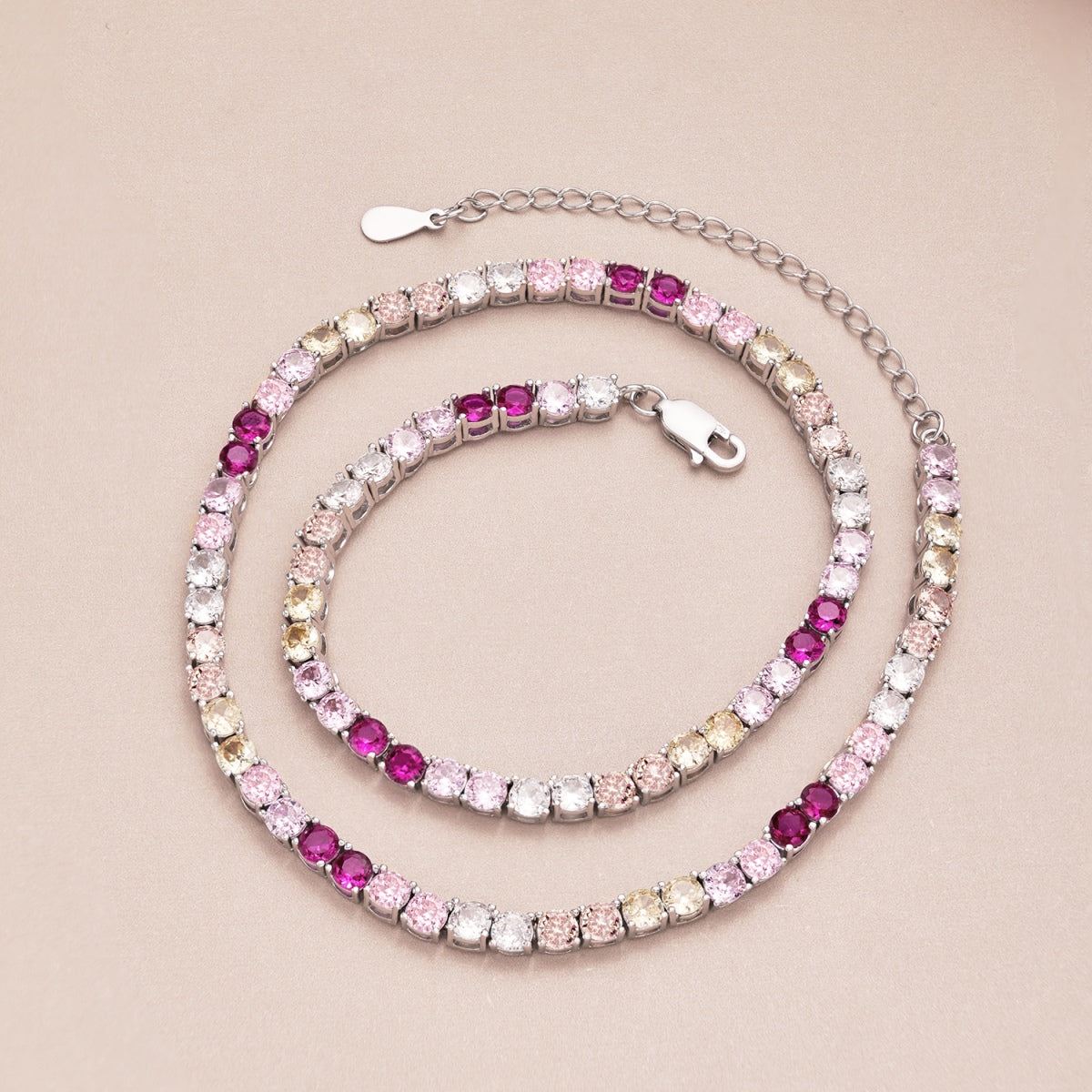 [Charm Aries Jewelry]Delicate Colorful Tennis Necklace