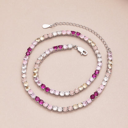 [Charm Aries Jewelry]Delicate Colorful Tennis Necklace