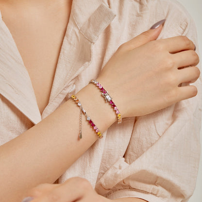 [Charm Aries Jewelry]Luxurious Colorful Romantic Heart Shape Lover Bracelet