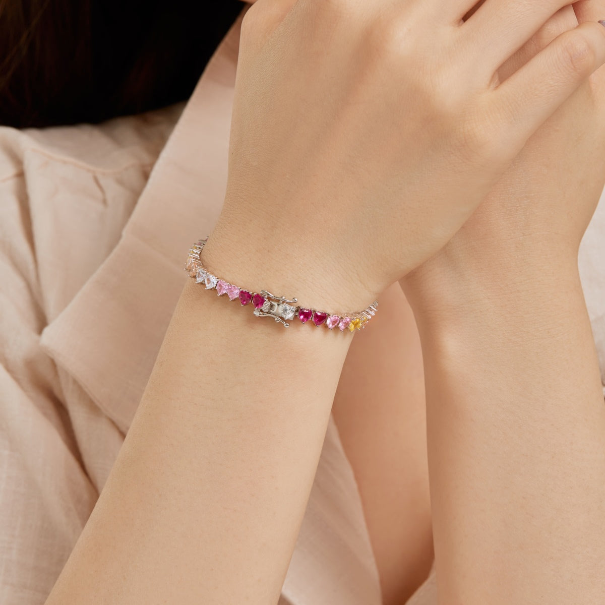 [Charm Aries Jewelry]Luxurious Colorful Romantic Heart Shape Lover Bracelet