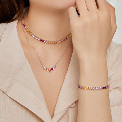 [Charm Aries Jewelry]Luxurious Colorful Romantic Heart Shape Lover Bracelet