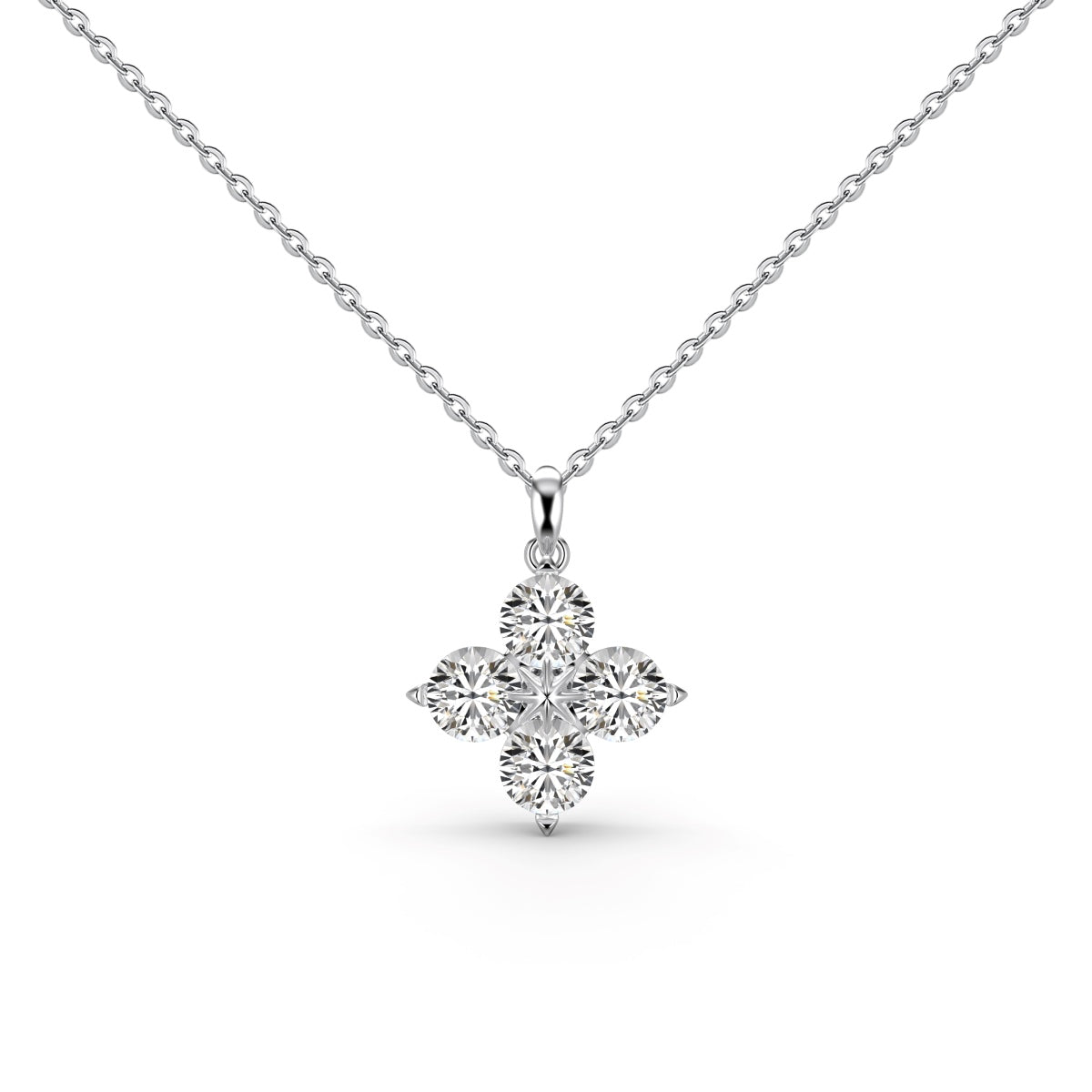 [Charm Aries Jewelry]Four-Leaf Charm Aries And Eight-Pointed Star Necklace