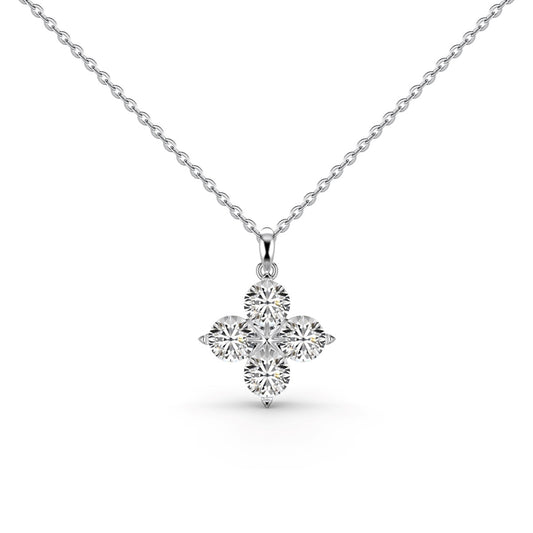 [Charm Aries Jewelry]Four-Leaf Charm Aries And Eight-Pointed Star Necklace
