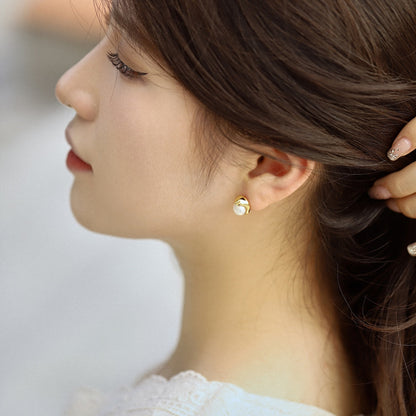 [Charm Aries Jewelry]Dainty Bread Pearl Earrings