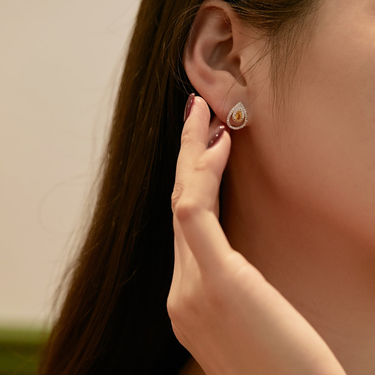 [Charm Aries Jewelry]Sparkling Delicate Water Drop Shape Daily Earrings