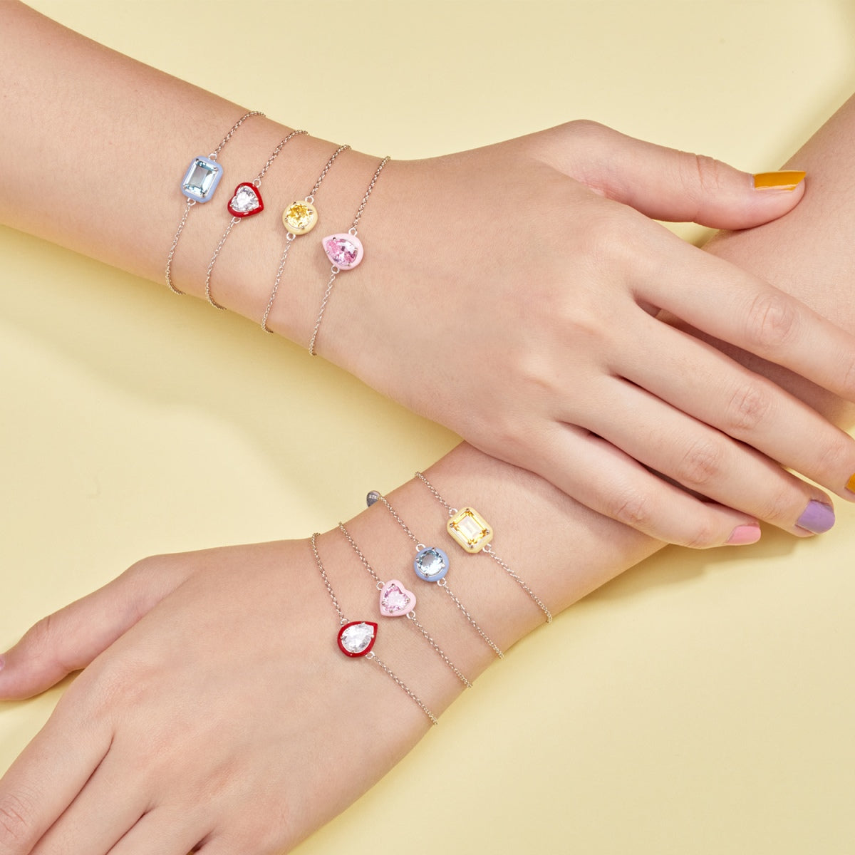 [Charm Aries Jewelry]2.0 Carat Sparkling Colorful Emerald Cut Daily Bracelet