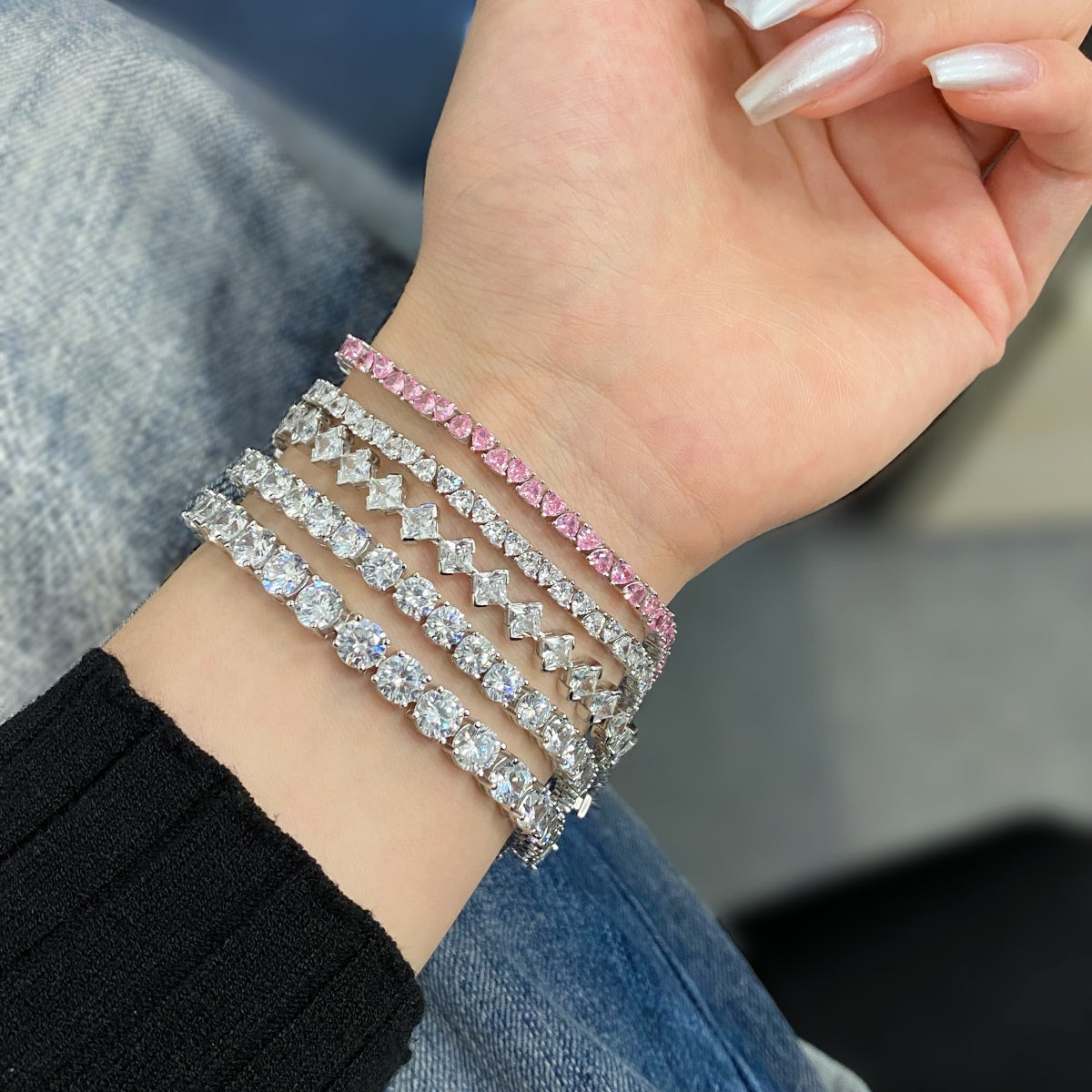 [Charm Aries Jewelry]0.5 Carat Ornate Princess Cut Daily Bracelet