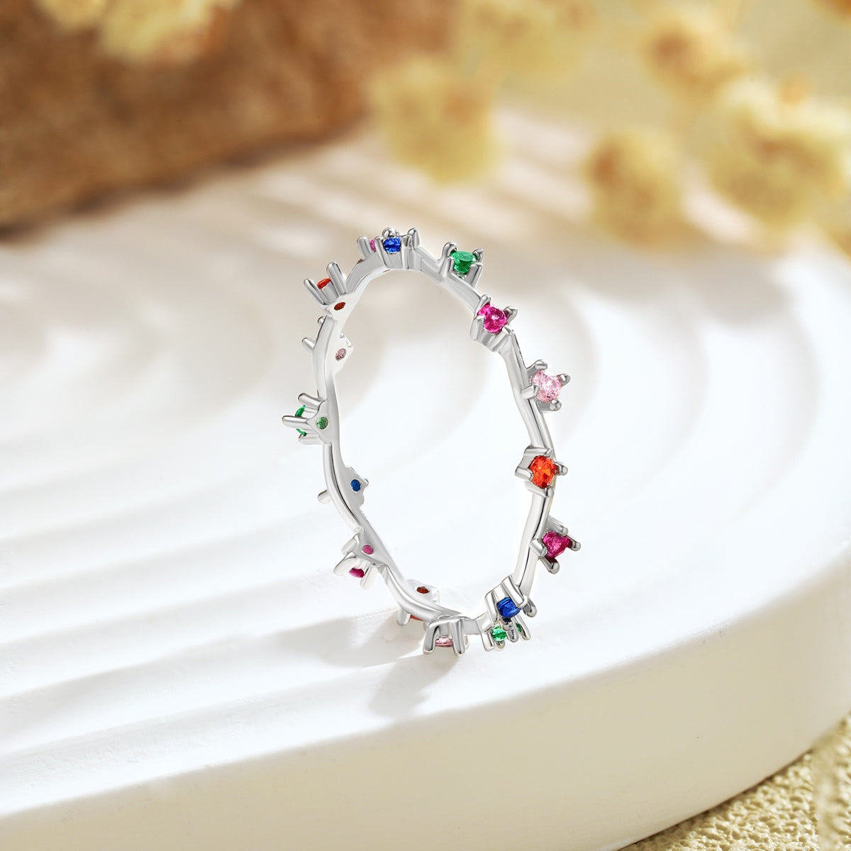 [Charm Aries Jewelry]Radiant Colorful Round Cut Daily Ring