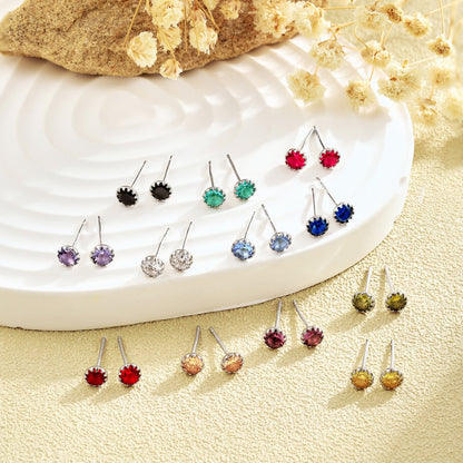 [Charm Aries Jewelry]Sparkling Colorful Round Shape Earrings